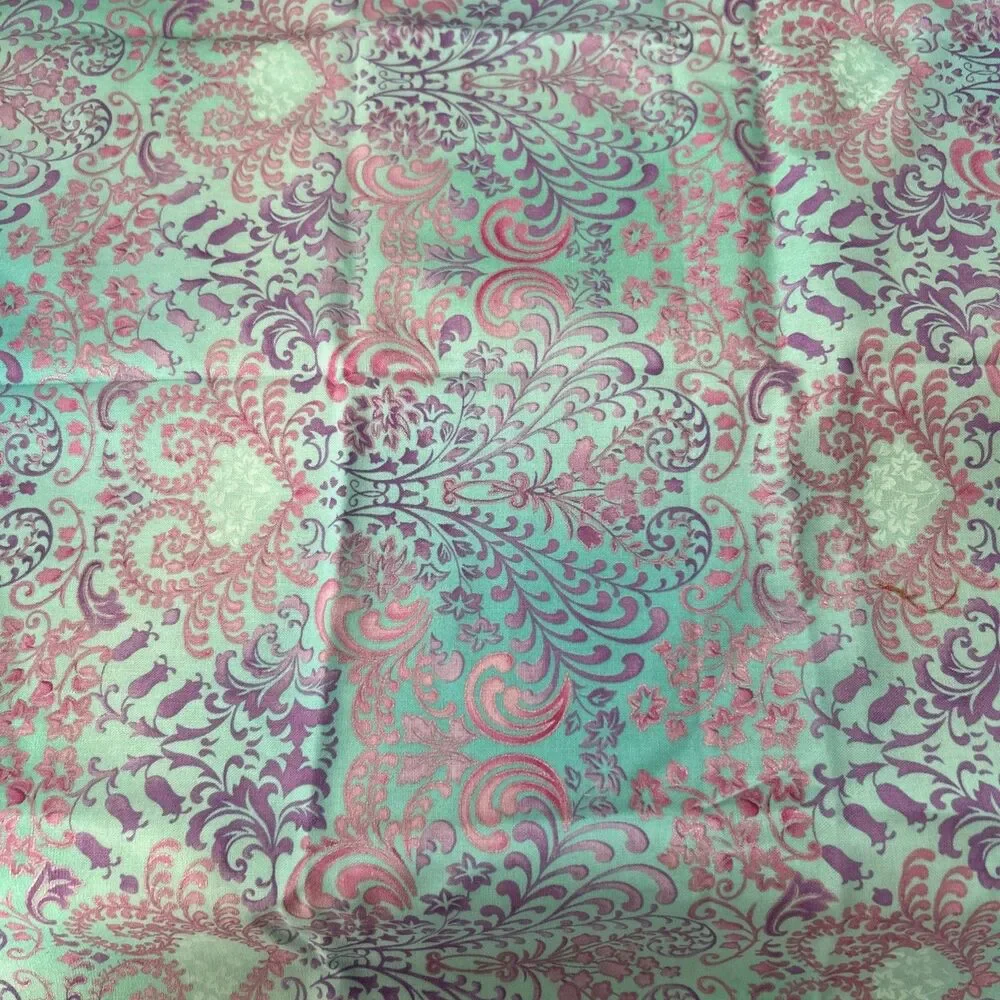 Shades Of Blue & Green Quilting Cotton Fabric Textile Art Lot 15 Pc